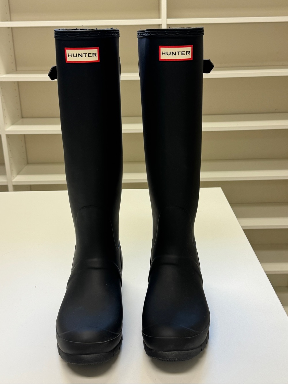 Hunter Black Tall Women's Rain Boots with Logo Trim